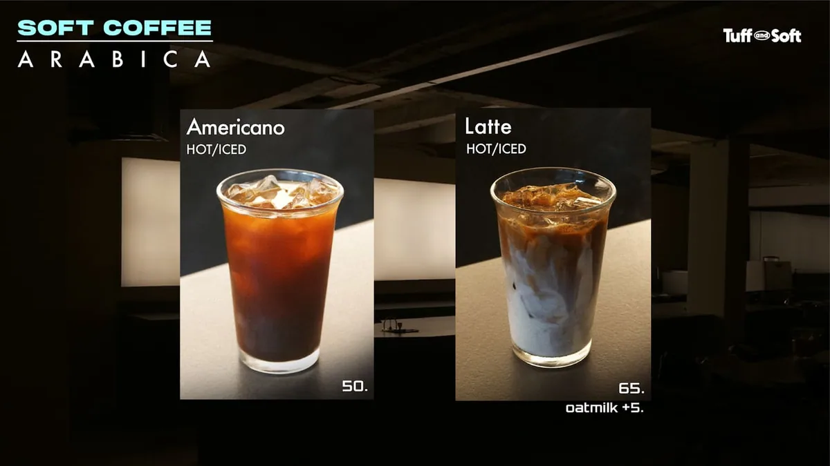 Americano và latte trong nhóm soft coffee của Tuff and Soft